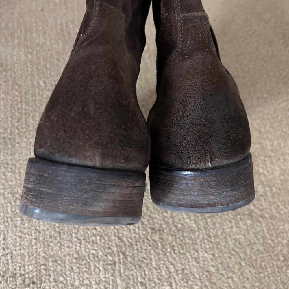 Men’s To Boot New York Dark Brown Waxed Suede Plain Toe Side Zip Boot - Picture 6 of 12